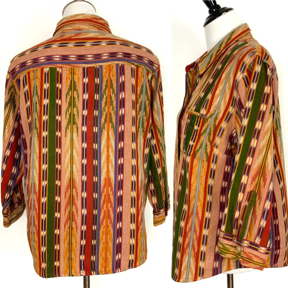The Territory Ahead Textured Cotton Southwestern Striped Button Up Shirt Sz XL - Picture 10 of 16